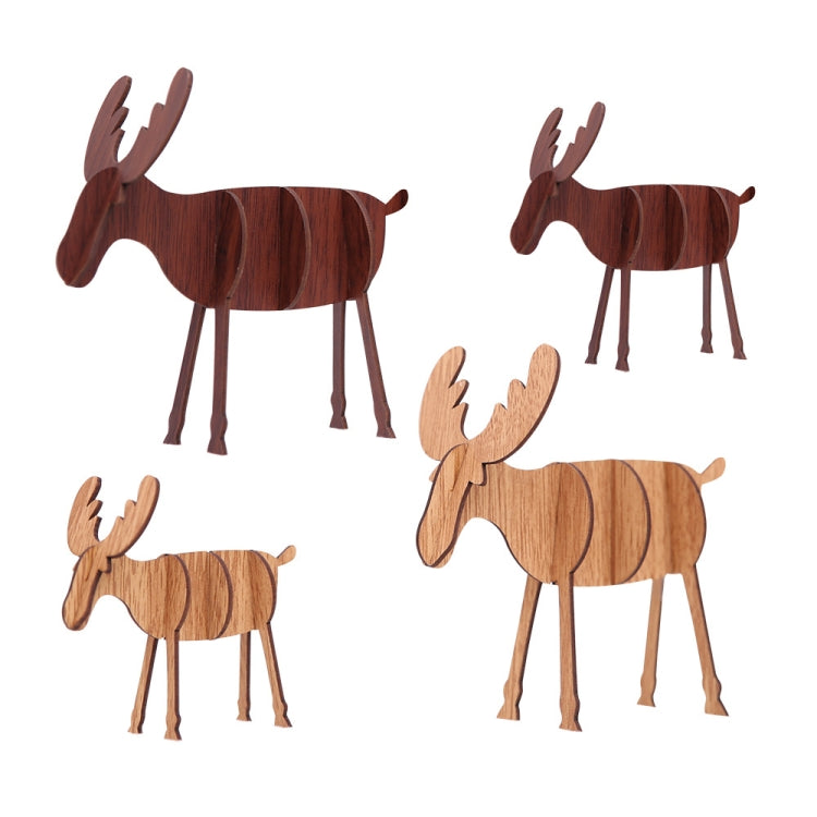 2 PCS Christmas Decorations Wooden DIY Elk Decorations Children Creative Gifts Desktop Decoration