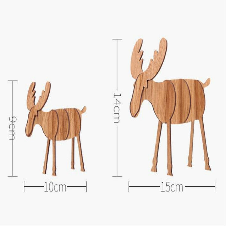 2 PCS Christmas Decorations Wooden DIY Elk Decorations Children Creative Gifts Desktop Decoration
