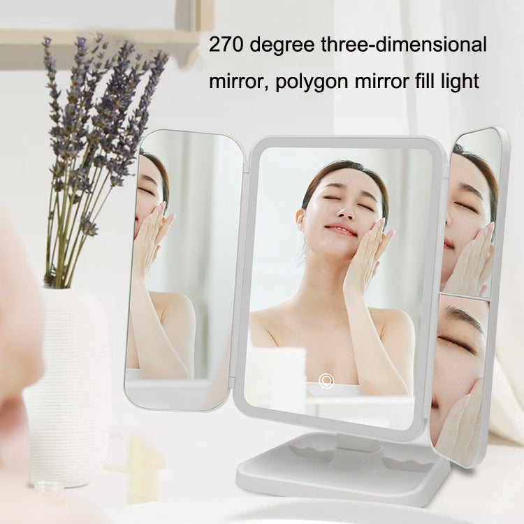 430 Three-Sided Folding LED Makeup Mirror Table Lamp