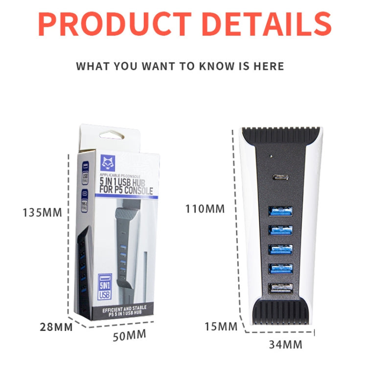 5 in 1 USB HUB For PS5 Console