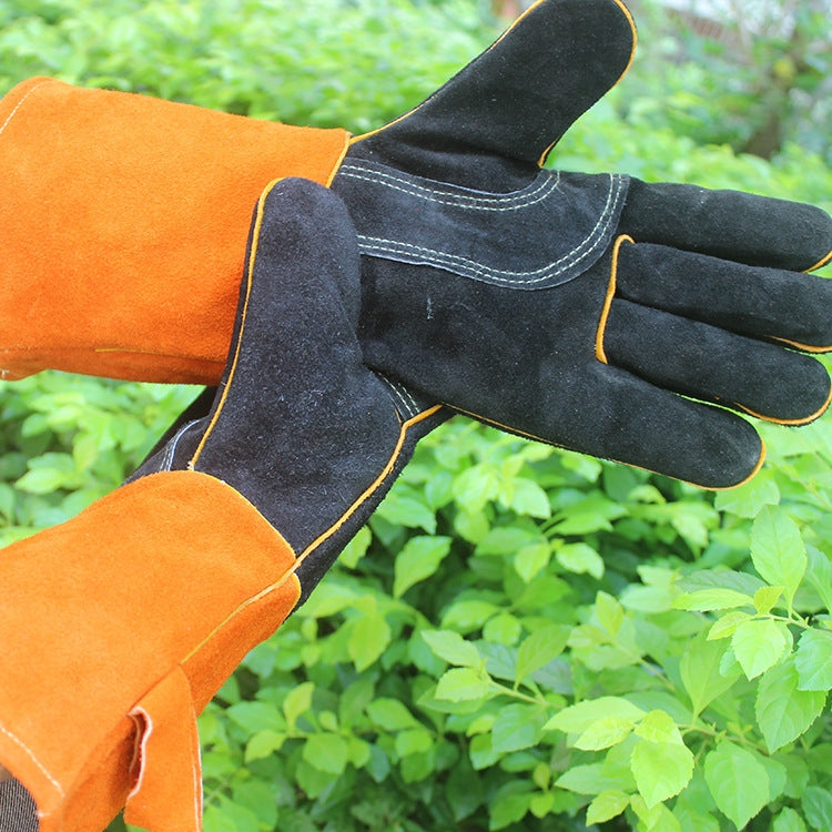 1 Pair JJ-S2011 Outdoor Garden Cut-Proof Genuine Leather Welding Gloves