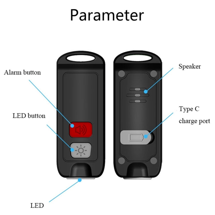 AF-2002 130dB Rechargeable Anti-Wolf Alarm Self-Defense Device With Distress Light