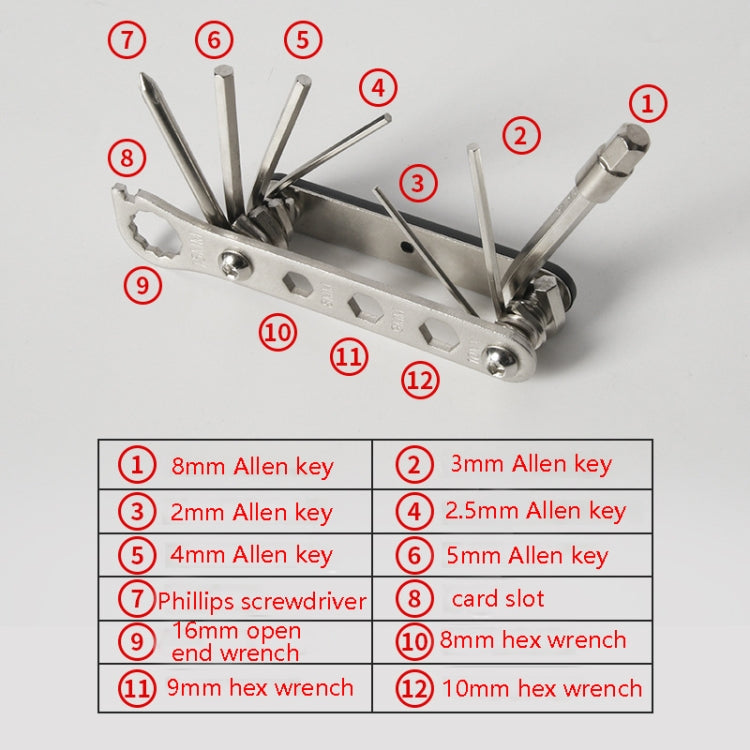 Bicycle 12 In 1 Portable Repair Tool