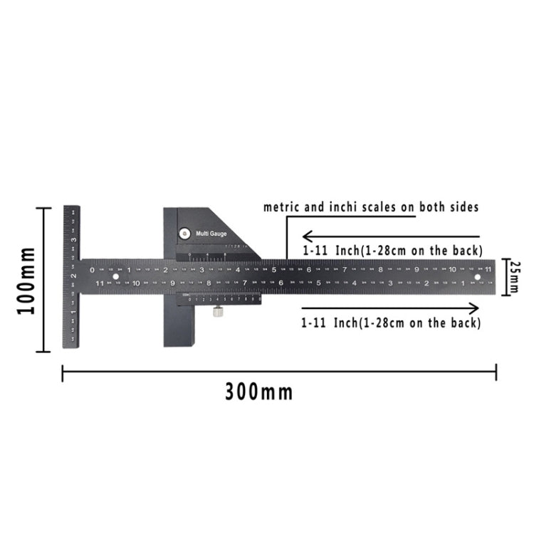 T072 Woodworking Multifunctional Aluminum Alloy Marking Ruler