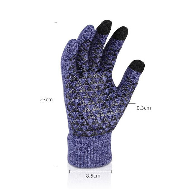 1 Pair Thick Velvet Touch Screen Knitted Warm Gloves