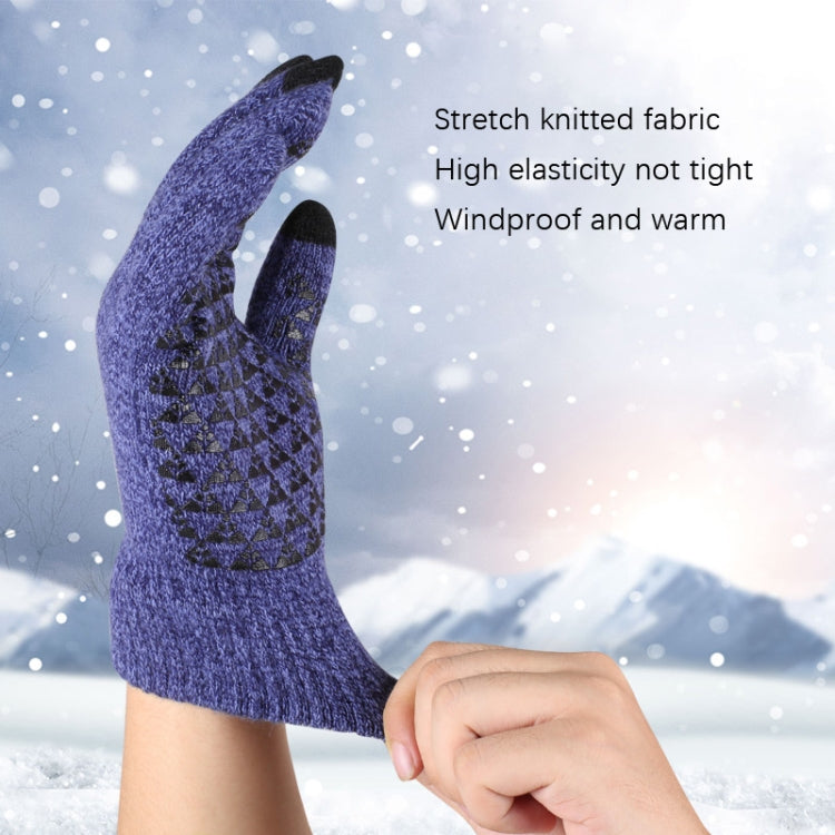 1 Pair Thick Velvet Touch Screen Knitted Warm Gloves