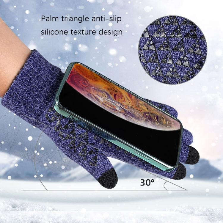 1 Pair Thick Velvet Touch Screen Knitted Warm Gloves