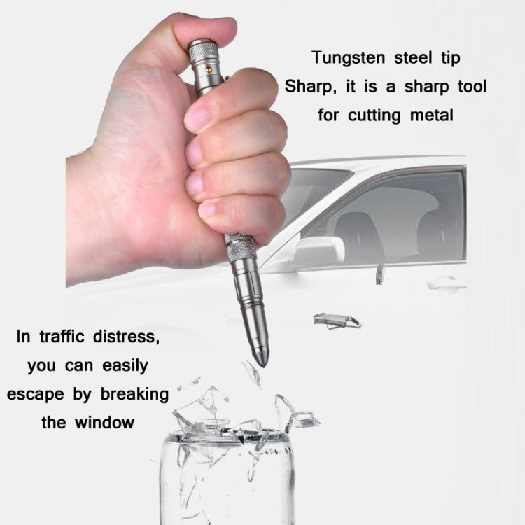 P08 Outdoor LED With Flashing Tungsten Steel Window Breaking Self-Defense Pen