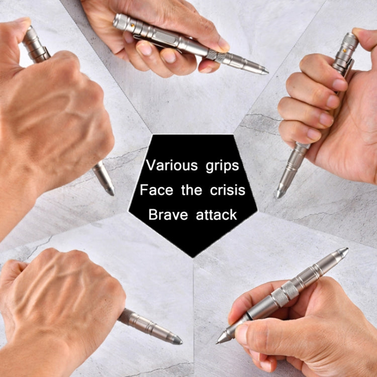 P08 Outdoor LED With Flashing Tungsten Steel Window Breaking Self-Defense Pen