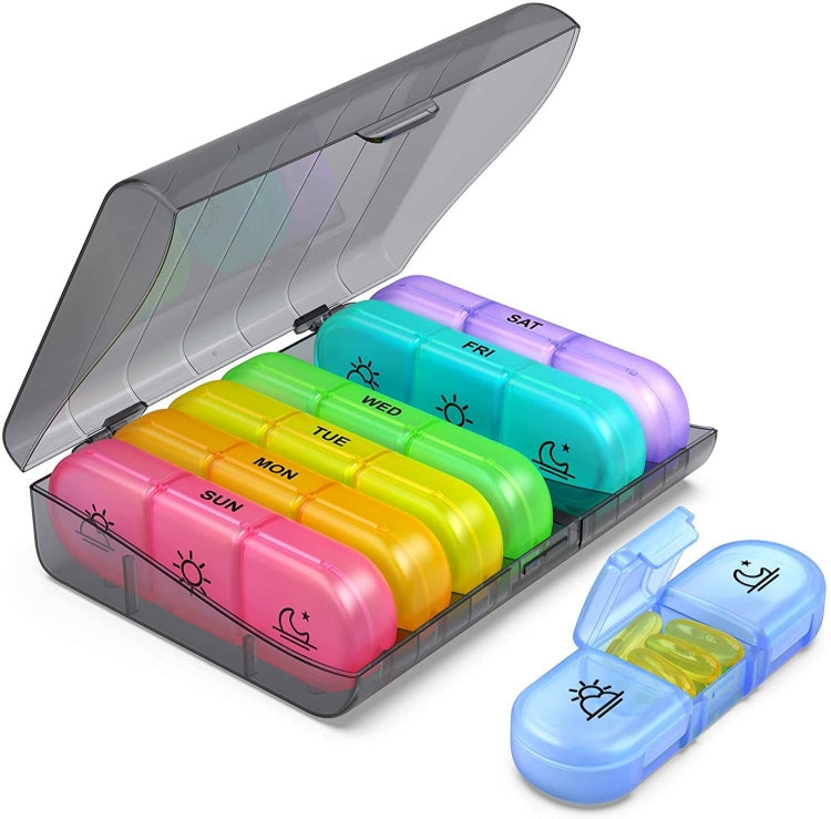 21-compartment Rainbow Pill Box One Week Pill Box