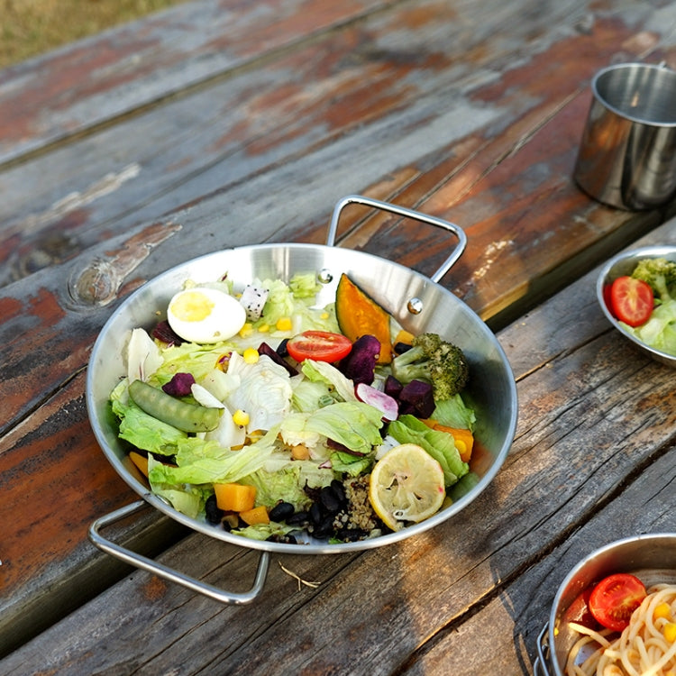 Outdoor Camping Stainless Steel Binaural Pans