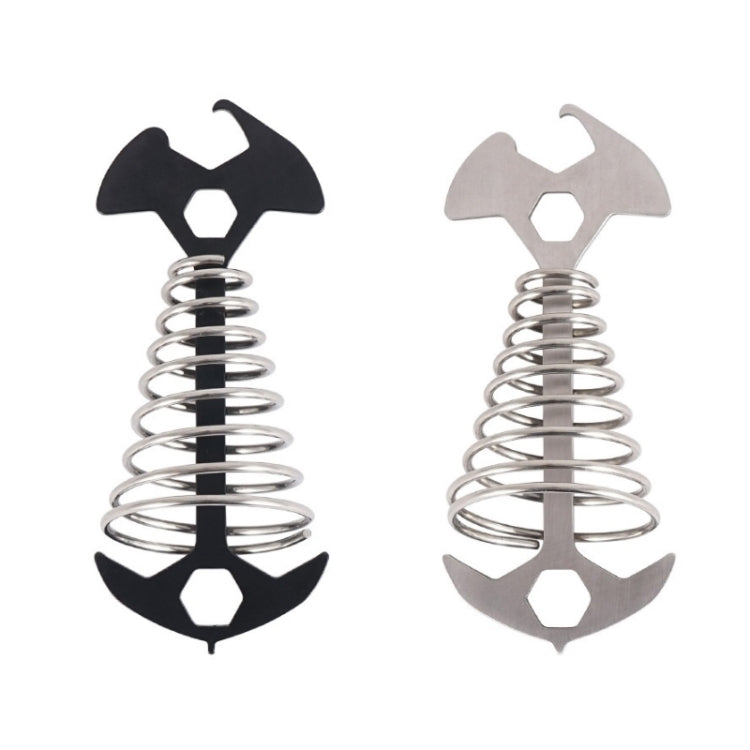 5 PCS 4 in 1 Outdoor Camping Fishbone Nail Spring Hook Wind Rope Buckle