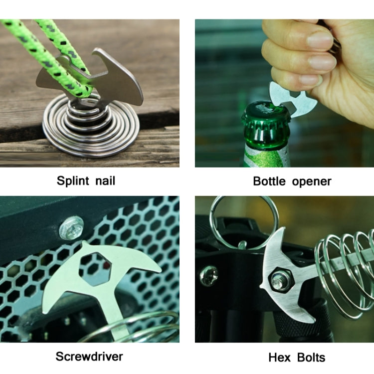 5 PCS 4 in 1 Outdoor Camping Fishbone Nail Spring Hook Wind Rope Buckle