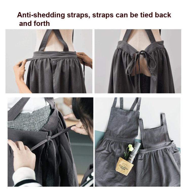 Cotton And Linen Parent-Child Painting Apron Baking Coffee Work Clothes,Size: