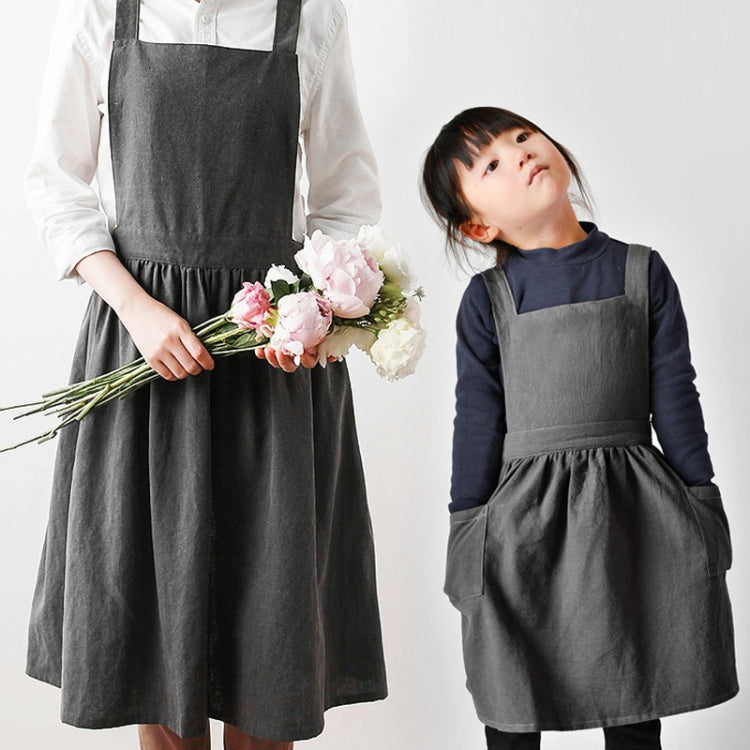 Cotton And Linen Parent-Child Painting Apron Baking Coffee Work Clothes,Size: