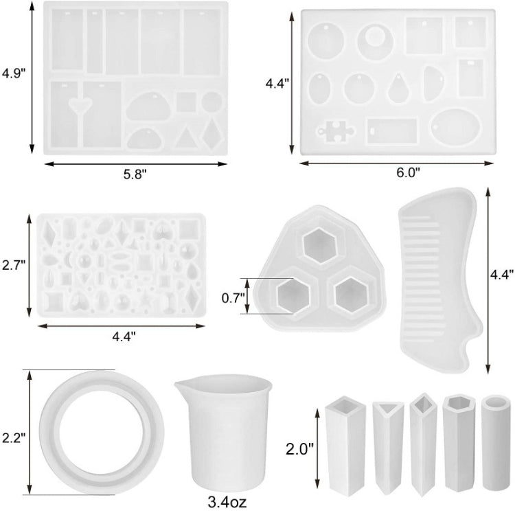 129 In 1 Time Gem Necklace Pendant Crystal Epoxy Resin Silicone Mold Set