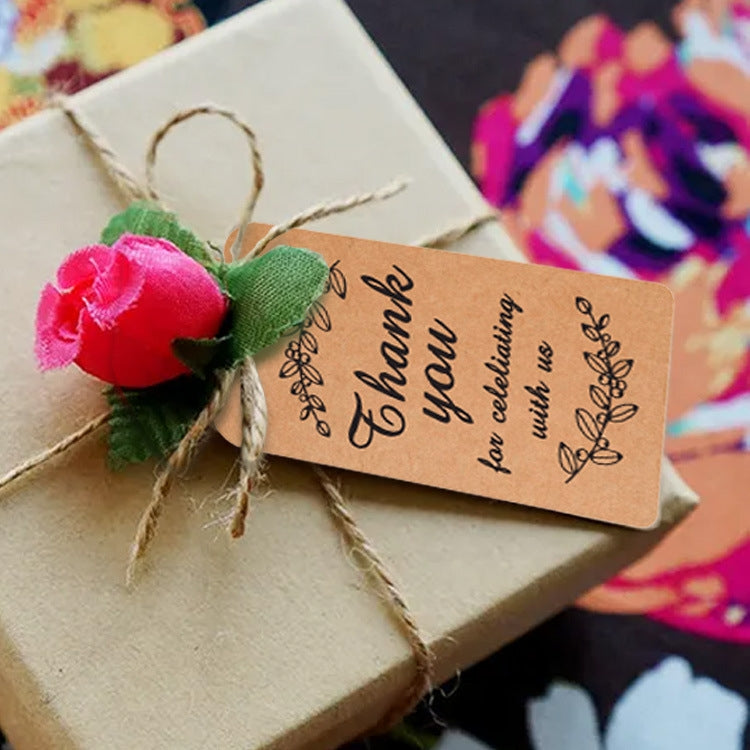 100pcs /Pack Kraft Paper Gift Tag With 20m Hemp Rope
