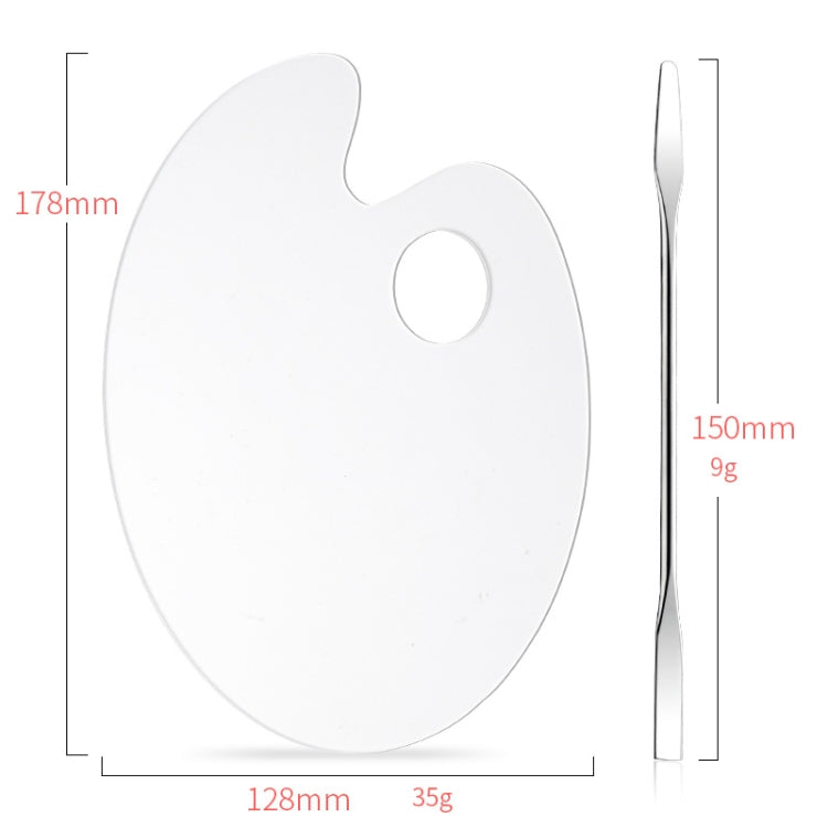 Acrylic Makeups Manicure Transparent Palette With Color Stick, Specification: Elliptical Plate+Stick