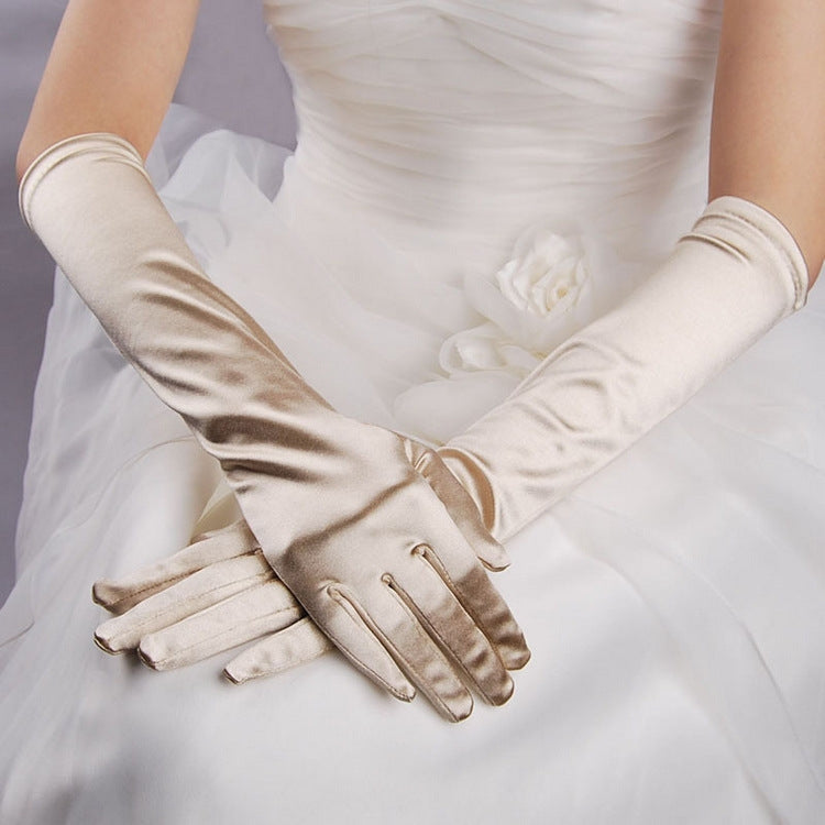 1pair Bride Gloves Satin Long Vintage Travel Sunscreen Dress Wedding Gloves