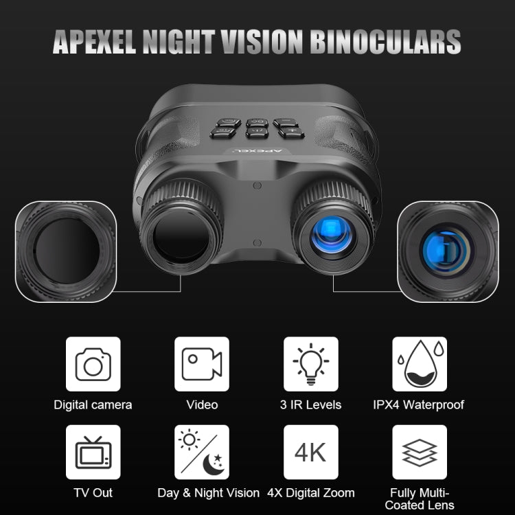 APEXEL Night Vision Binoculars With Video Recording HD Infrared Telescope For Hunting