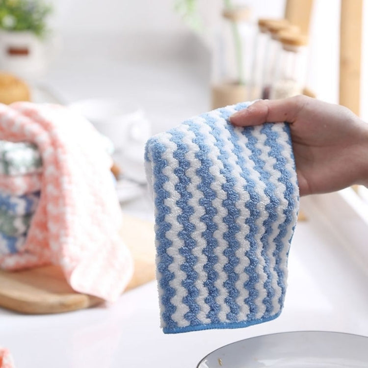10 PCS  Absorbent Wave Dish Cloth Rag Non-stick Oil Coral Velvet Dish Towel (Random Color Delivery)