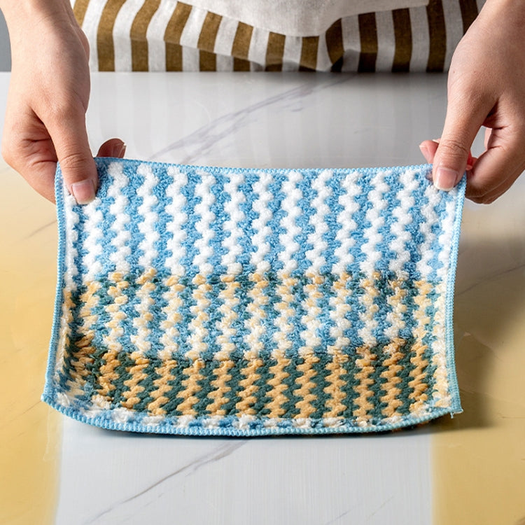 10 PCS  Absorbent Wave Dish Cloth Rag Non-stick Oil Coral Velvet Dish Towel (Random Color Delivery)