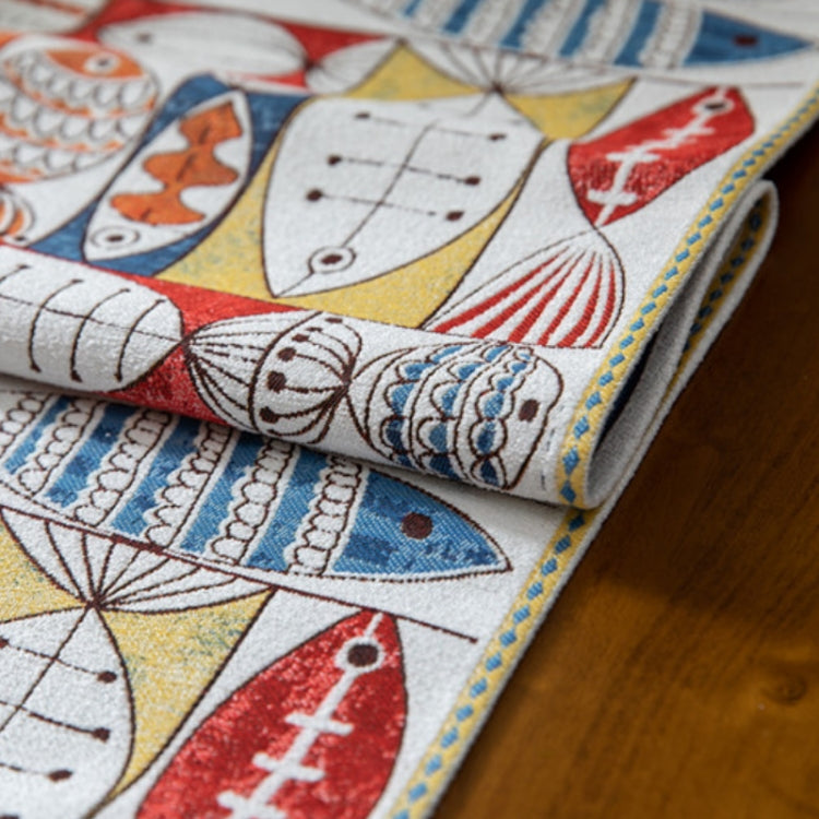 Home Chenille Polyester Tassel Table Runner