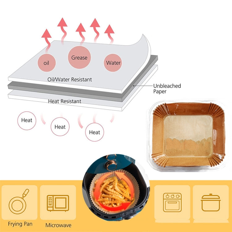 50pcs / Box Air Fryer Liner Baking Oil-absorbing Oil-proof Paper Tray