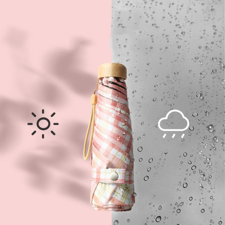 Five-fold Lattice Umbrella Black Glue Sun and Rain Dual-use Pocket Capsule Umbrella