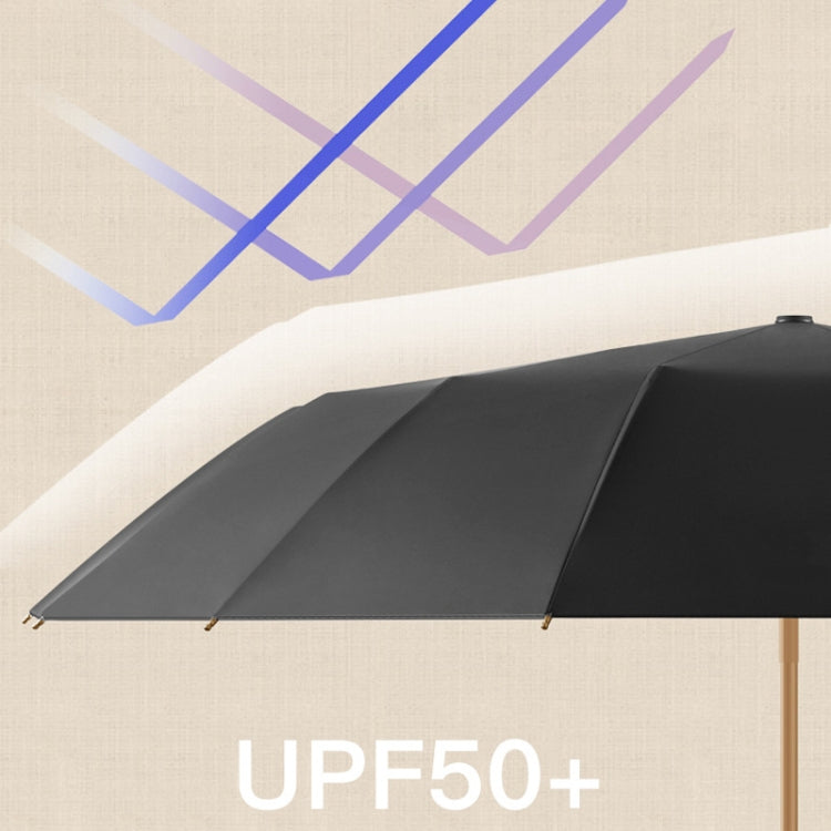 3-fold 16-bone Hand Open Umbrella Retro Wood Handle Black Glue Sunshade Umbrella