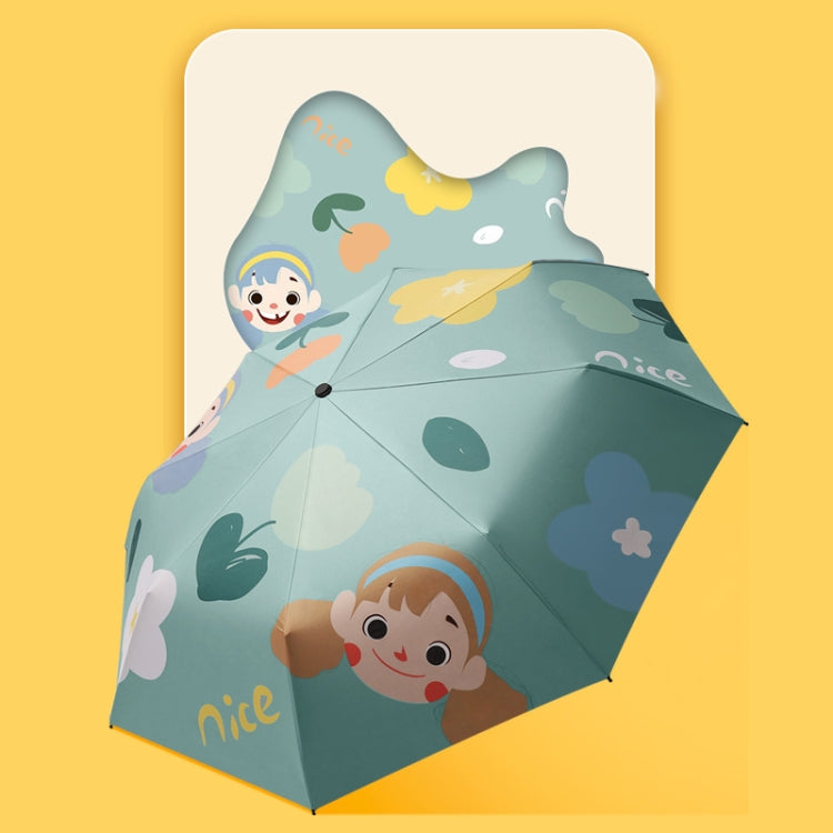 3-fold 8-bone Hand-opened Sunny and Rainy Umbrella Black Glue Sunscreen Umbrella