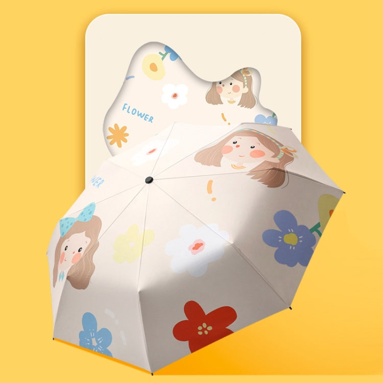 3-fold 8-bone Hand-opened Sunny and Rainy Umbrella Black Glue Sunscreen Umbrella