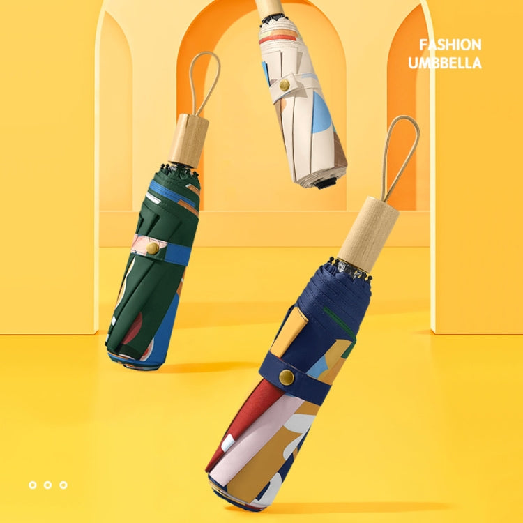 3-fold 8-bone Hand-opened Sunny and Rainy Umbrella Black Glue Sunscreen Umbrella