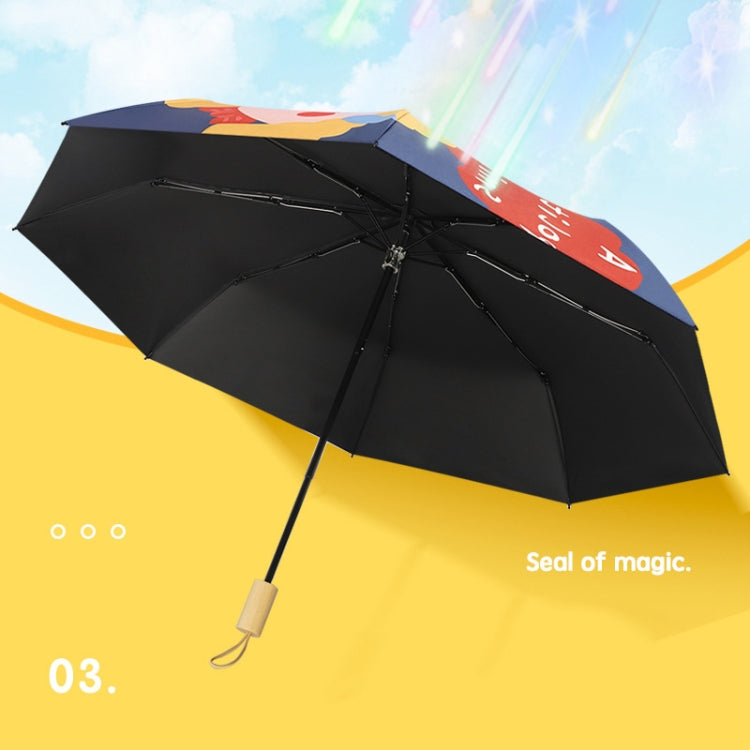 3-fold 8-bone Hand-opened Sunny and Rainy Umbrella Black Glue Sunscreen Umbrella