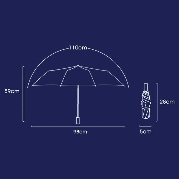 3-fold 8-bone Hand-opened Sunny and Rainy Umbrella Black Glue Sunscreen Umbrella