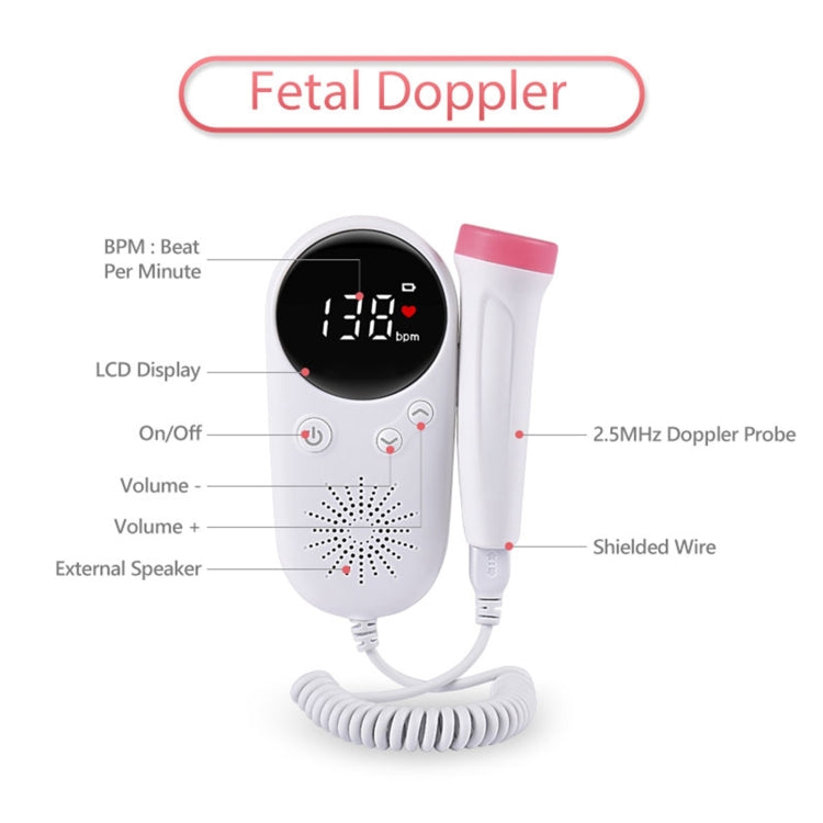 W8-25 Fetal Heart Rate Doppler Battery Powered Household Heartbeat Monitor