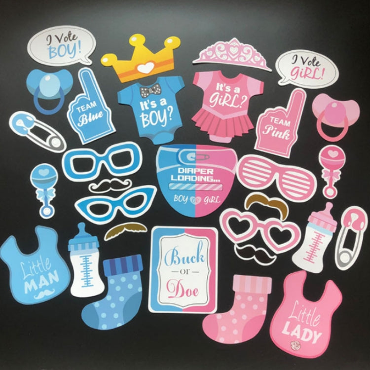 3 Sets Baby Birthday Party Gender Reveal Stickers Photo Props