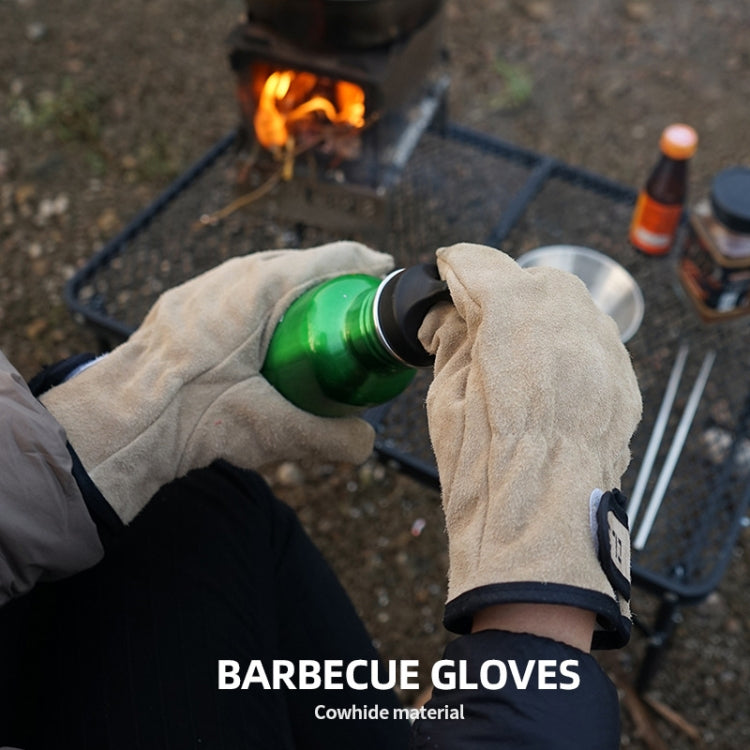 CLS Outdoor Cookout Barbecue Heat Resistant Protective Cowhide Gloves