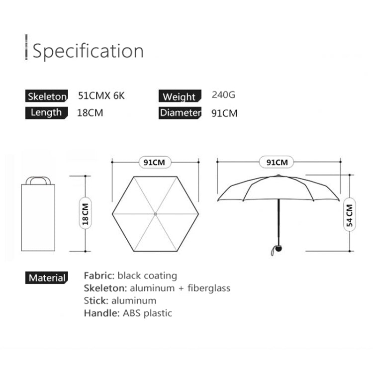 OLYCAT Portable Black Glue Sunshade Sunscreen Ultraviolet Umbrellas