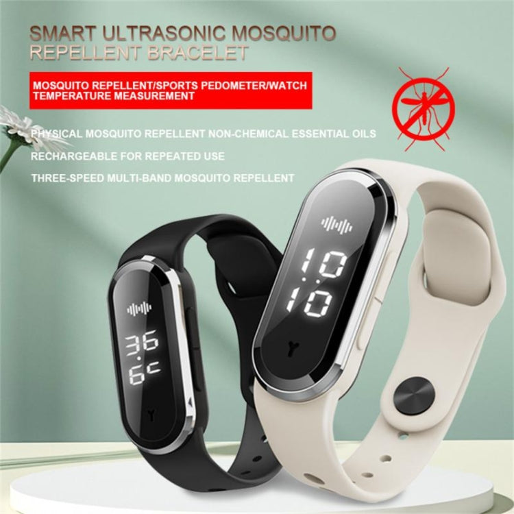 M21  Ultrasonic Mosquito Repellent Bracelet with Step Counter & Clock & Temperature Function