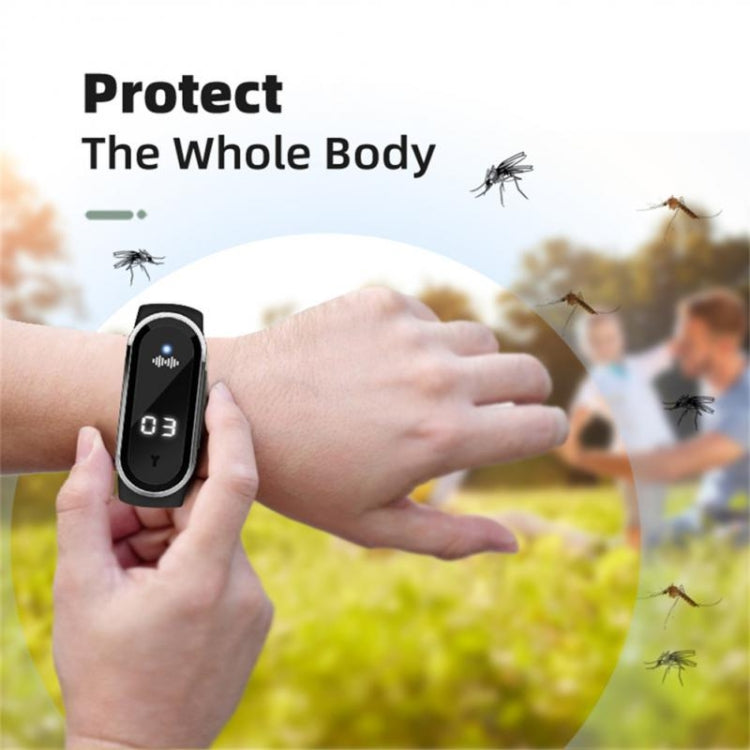 M21  Ultrasonic Mosquito Repellent Bracelet with Step Counter & Clock & Temperature Function