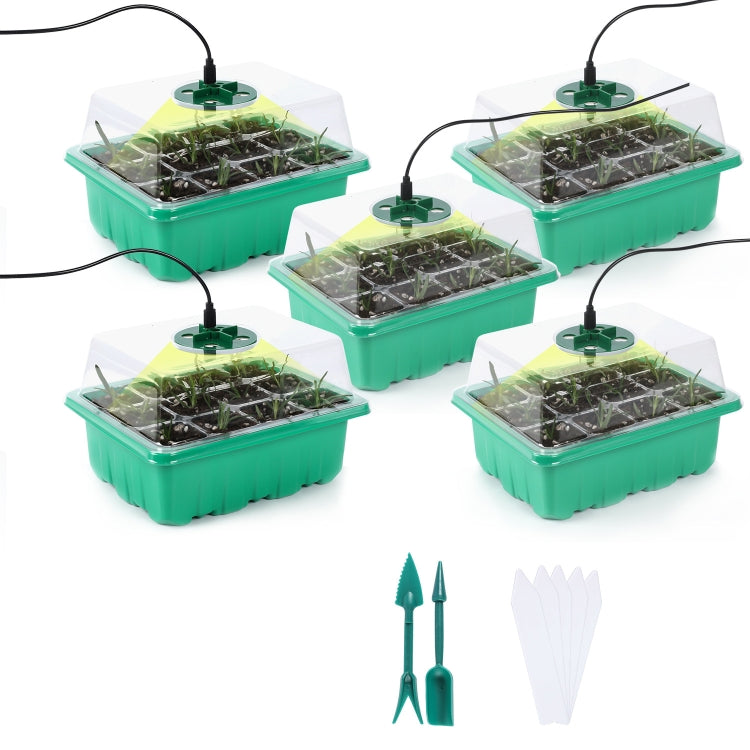 5 Set Plant Seed Starter Trays Kit,Seedling Tray Starter With Grow Light