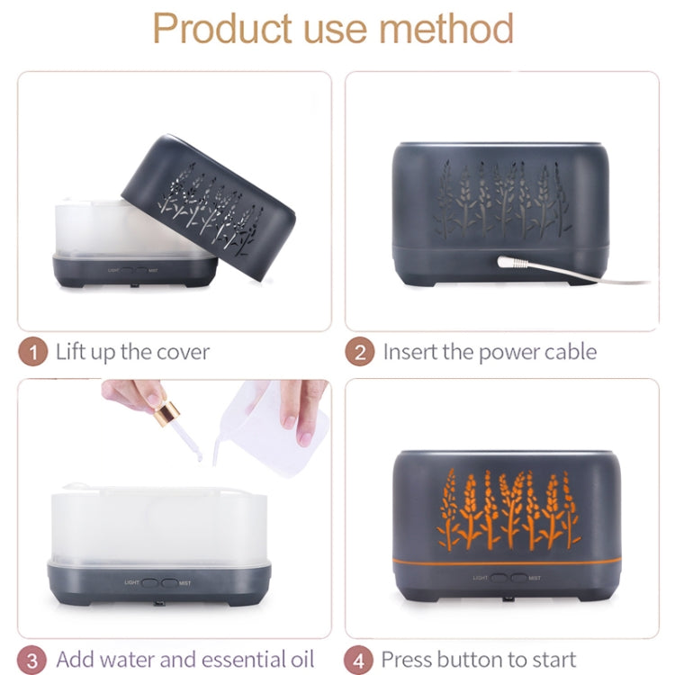 YX-1690 Wood Grain Aroma Diffuser Hollow Flame Humidifier