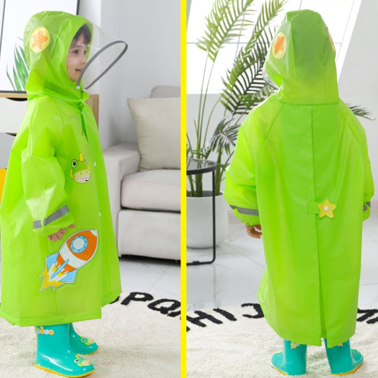 Large Hat Brim Cartoon Print Children Raincoat with Schoolbag Seat
