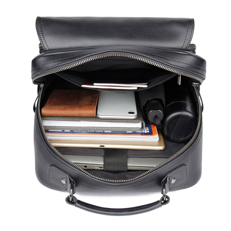 Casual Business Cowhide Leather Backpack Laptop Bag For Men