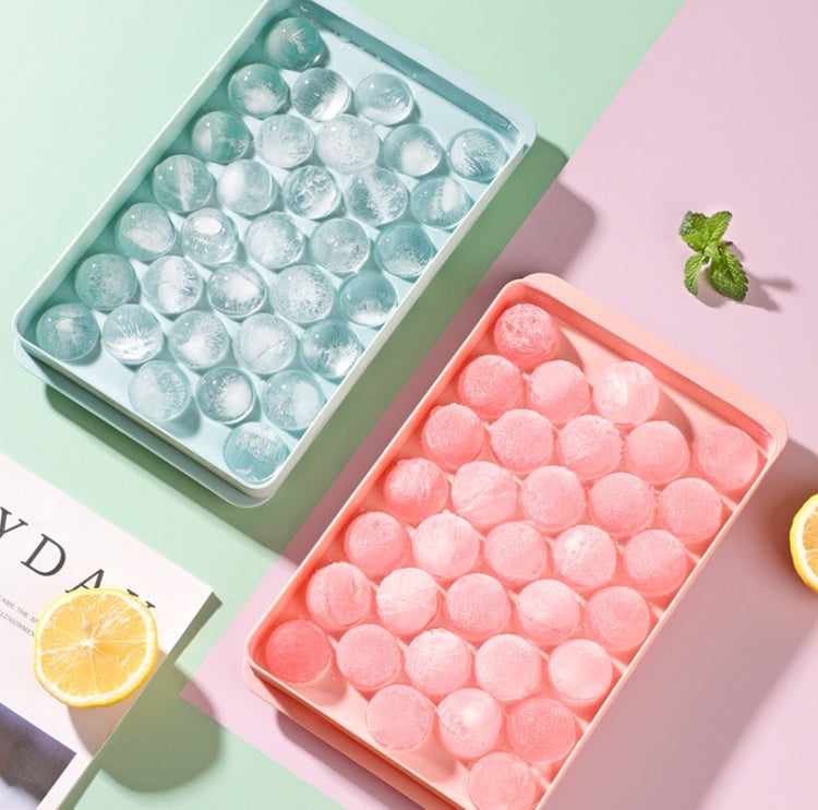 33 Grid Round Ice Hockey Mold With Lid Ice Box Small Marble Ice Tray, Random Color Delivery