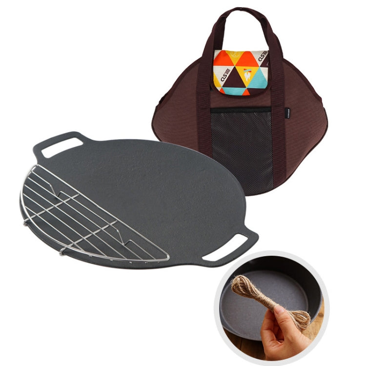 Outdoor Camping BBQ Cast Iron Grill Pan,Style: