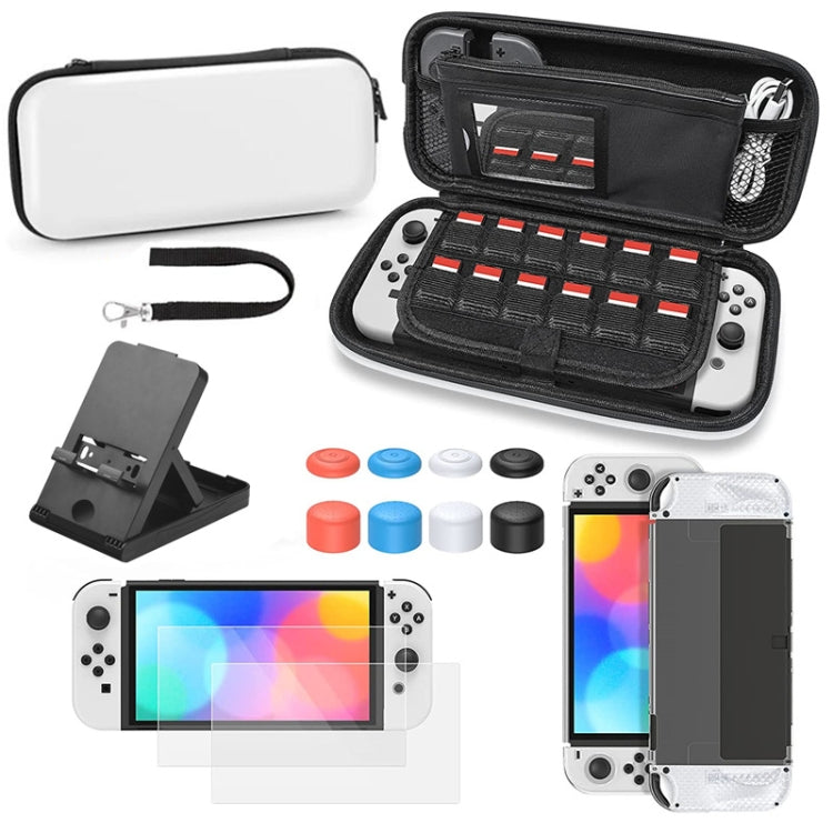 Game Console Crystal Shell Remote Sensing Cap Tempered Film Storage Bag Set For Switch OLED Console
