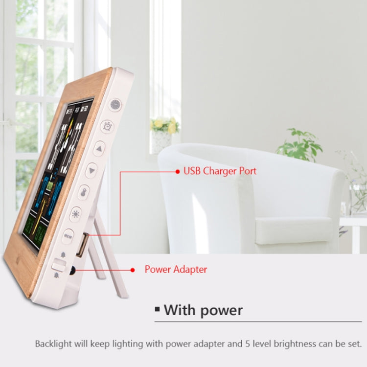FUJU Wood Grain Weather Station Digital Clock Alarm Thermometer Hygrometer