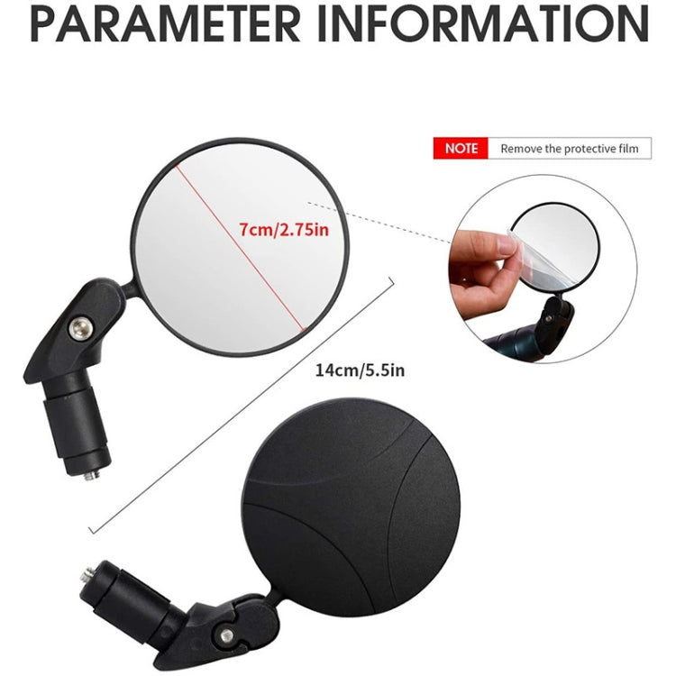 Bicycle Convex Rearview Mirror Large View 360 Degree Rotating Mirror